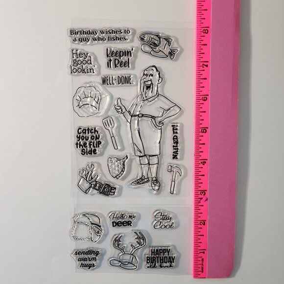 #65 Stamp Set Funny Man Birthday Fishing Grilling Chef Tools Hunting - Picture 6 of 6